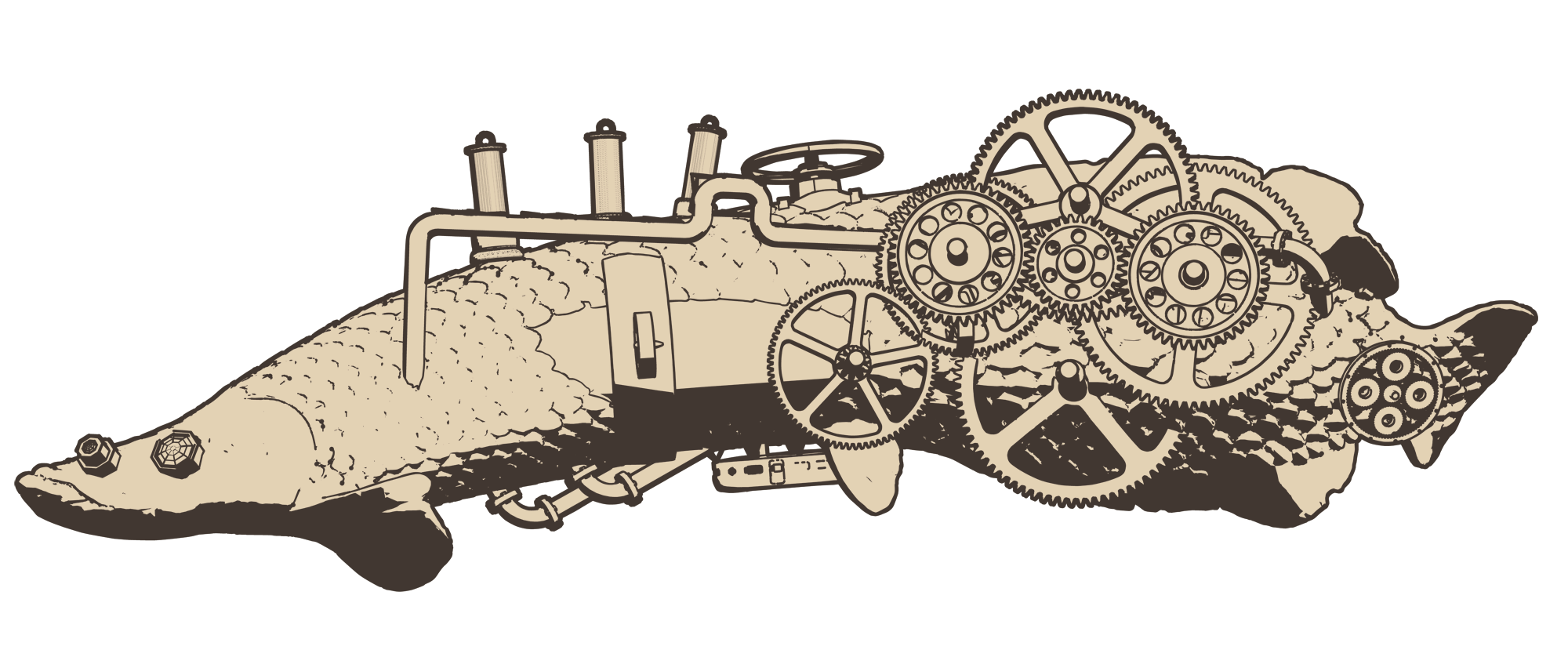 Drawing of mechanical arapaima