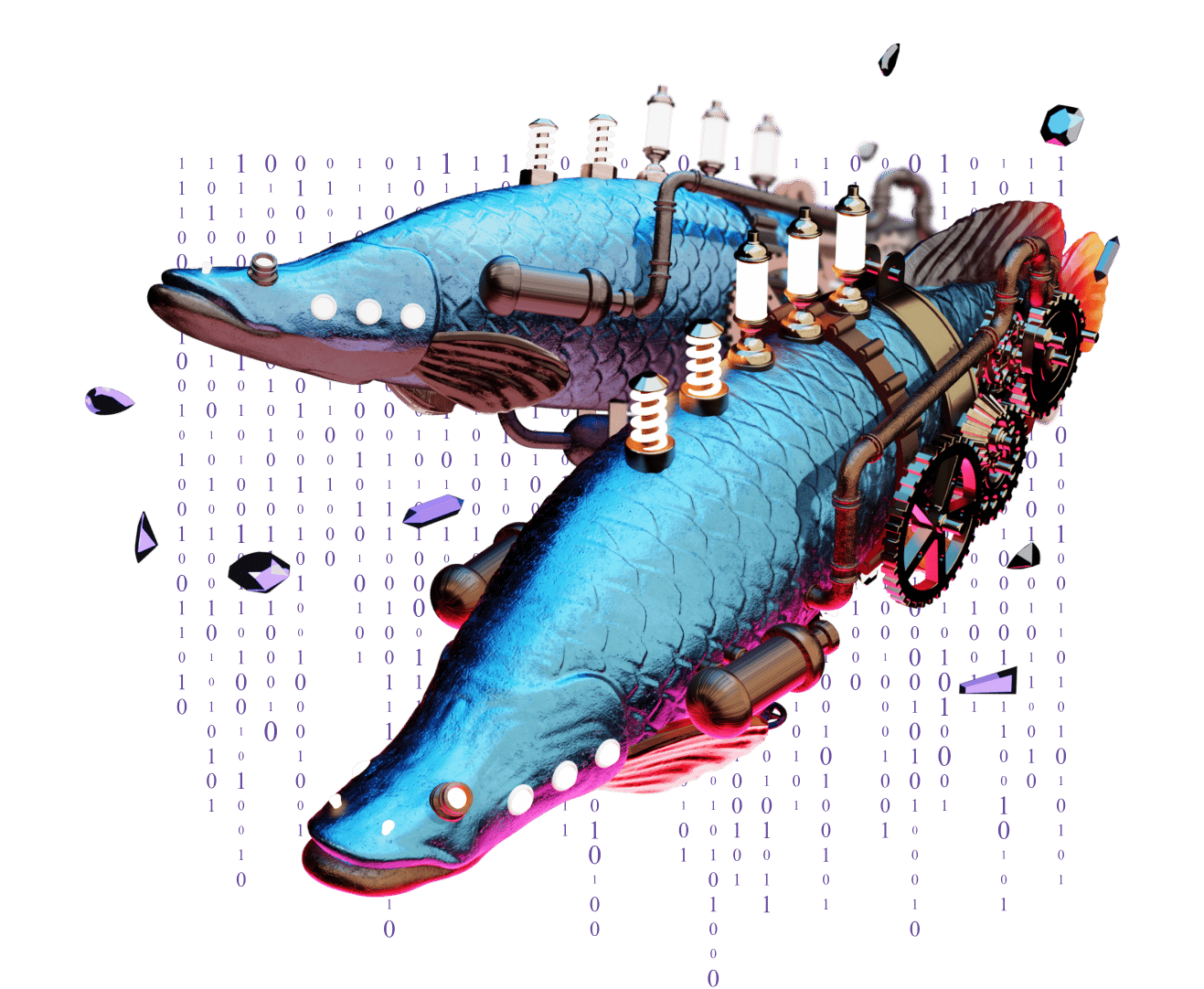 Digitally sculpted mechanical arapaima fish